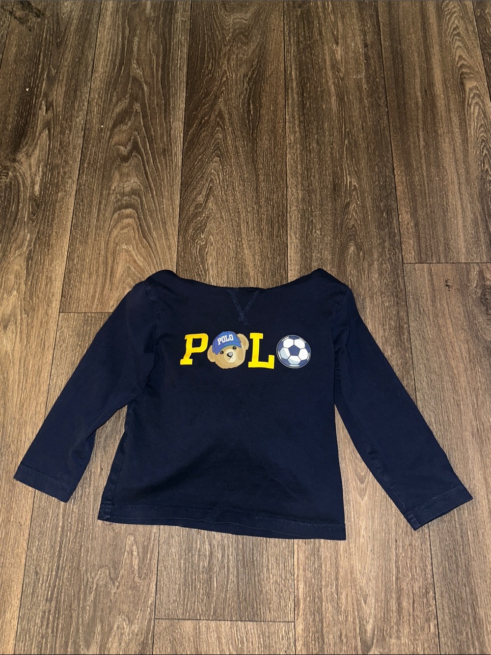 Polo by Ralph Lauren Navy Long-Sleeve Kids Bear & Soccer thin hoodie